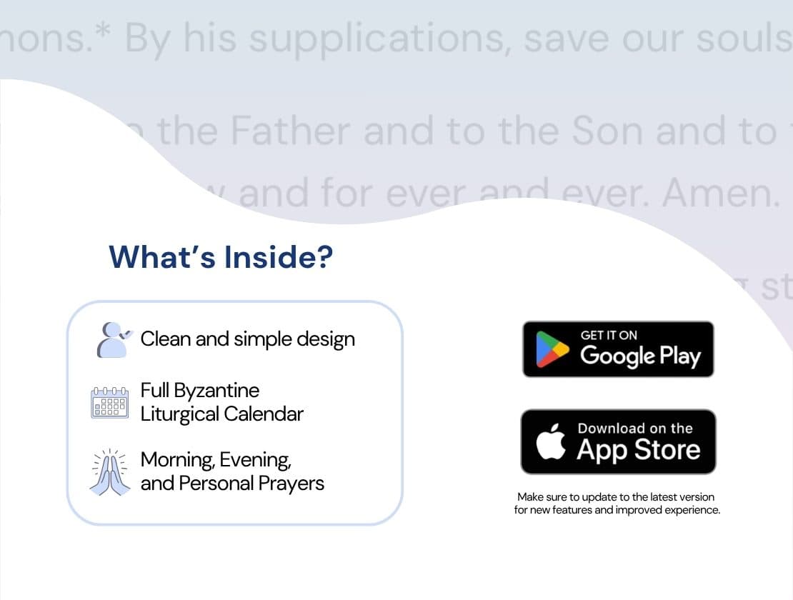 iPraises features list with prayer categories and Google Play and App Store download badges