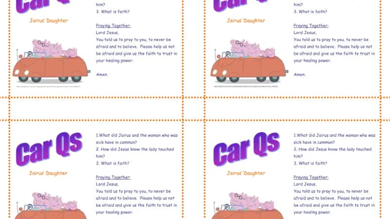 Yr 2 Jairus’ Daughter & Woman Car Qs cover