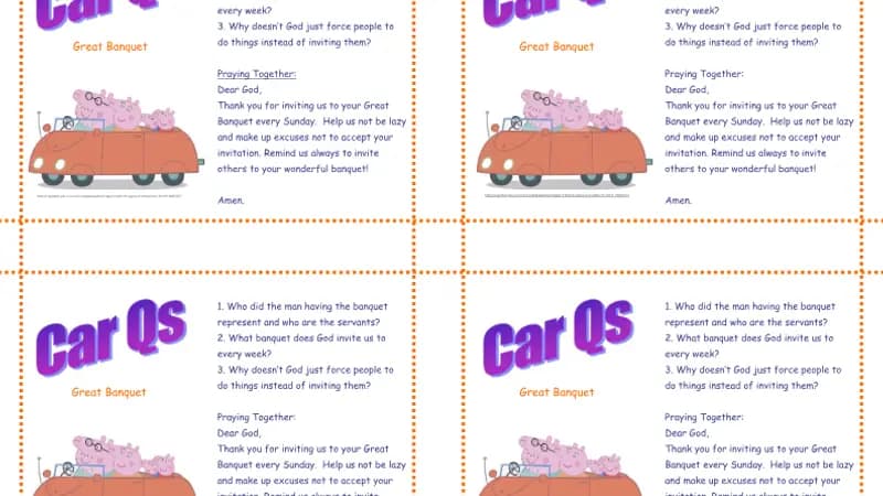 Yr 2 Great Banquet Car Qs cover