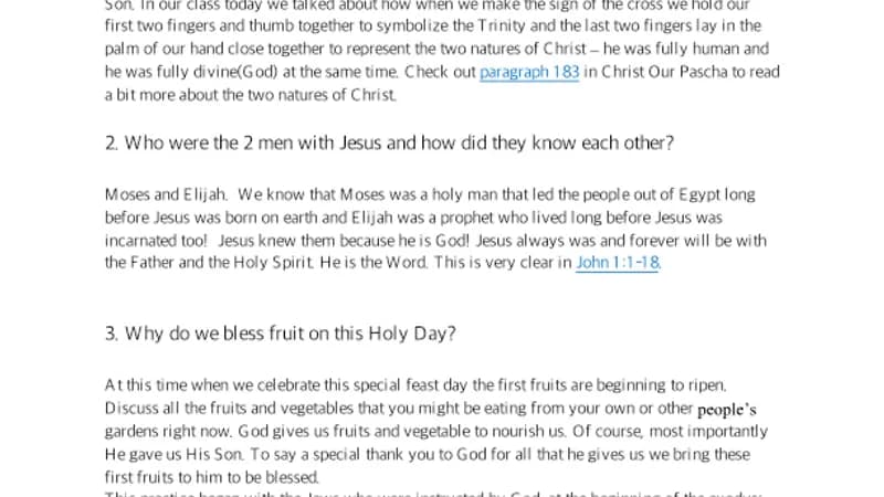 Yr 2 Transfiguration, Parent Cheat Sheet cover