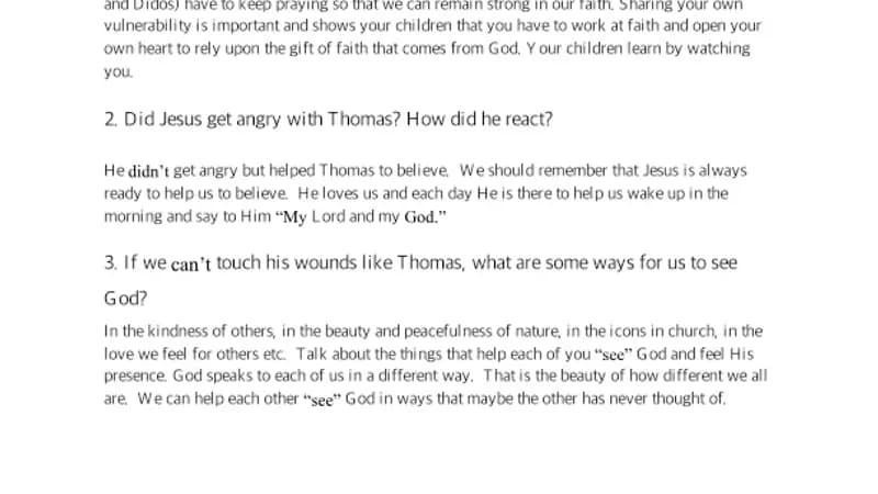 Pascha – Thomas Sunday – Parent Cheat Sheet cover