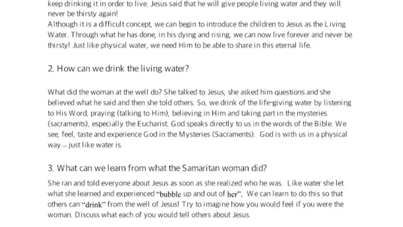 Pascha – The Samaritan Woman – Parent Cheat Sheet cover