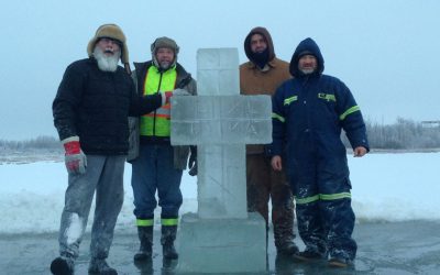 Photos: Making an Ice Cross for the Feast of Theophany