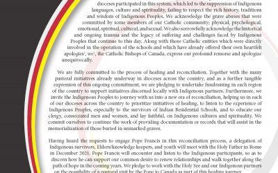 Statement of Apology by the Catholic Bishops of Canada to the Indigenous Peoples of This Land